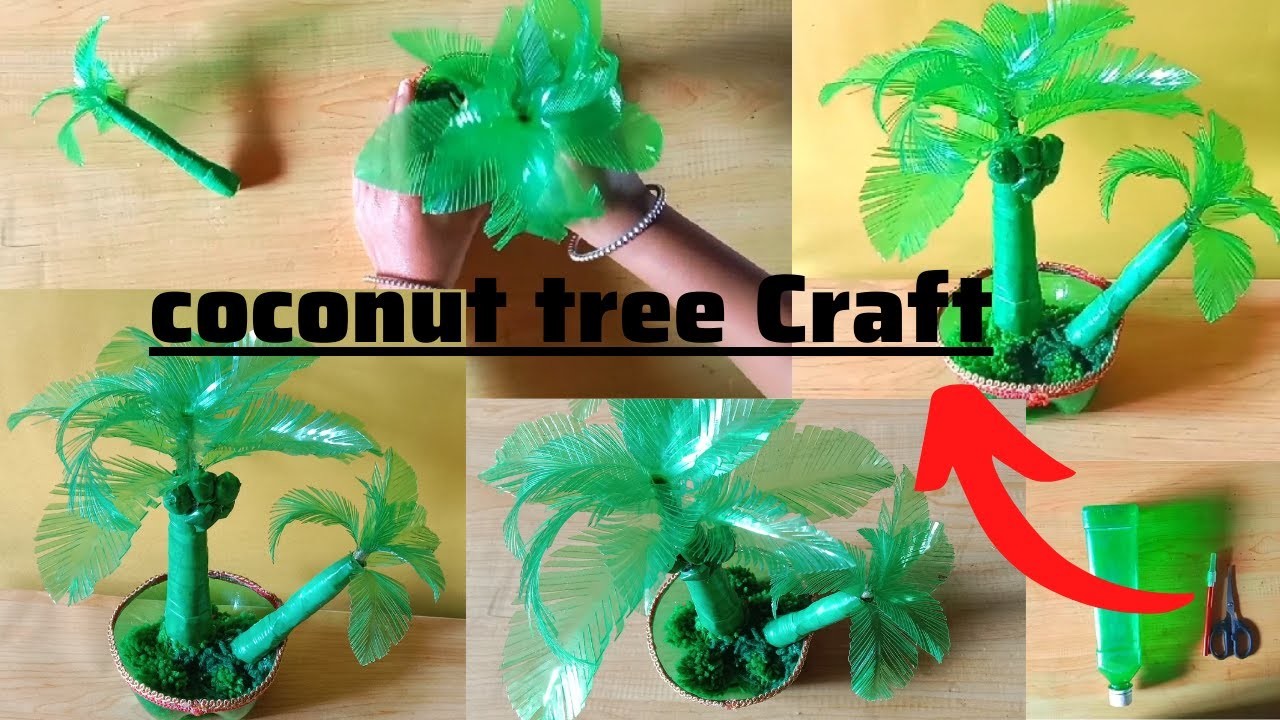 How To Make Coconut Tree From Plastic Bottle !! Coconut Tree Craft !!Plastic Bottle Craft!!