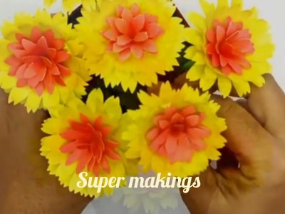 How to make paper Flowers bouquet # paper Flowers crafts # Super makings