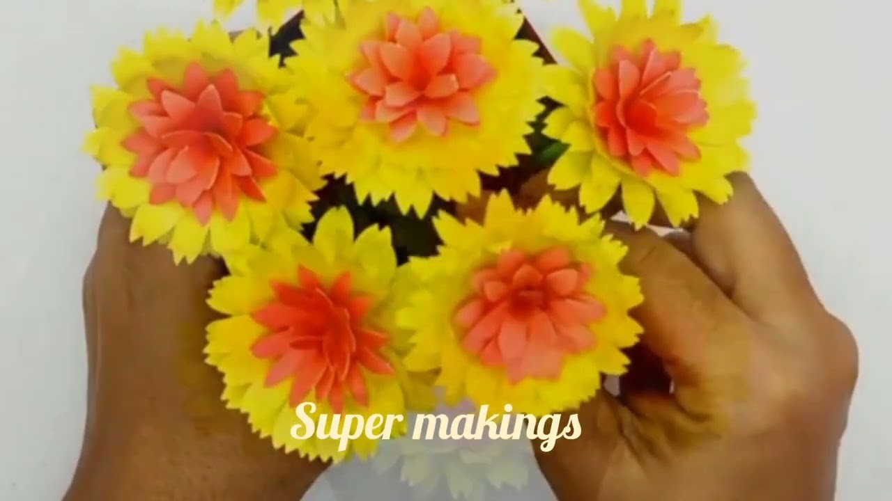 How to make paper Flowers bouquet # paper Flowers crafts # Super makings