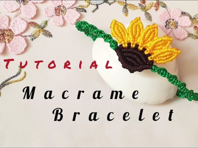 Macrame Bracelet. How To Make a Sunflower Macrame Bracelet. Como fazer um Girassol de macramé