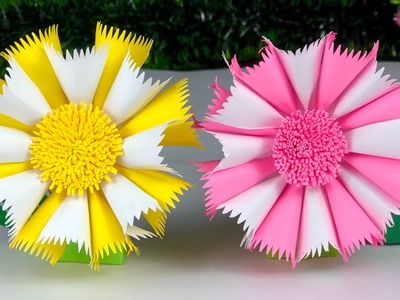 Paper Crafts for School | Paper Flower Easy | Home Decor |  Paper Flower Craft | Flower Making Paper