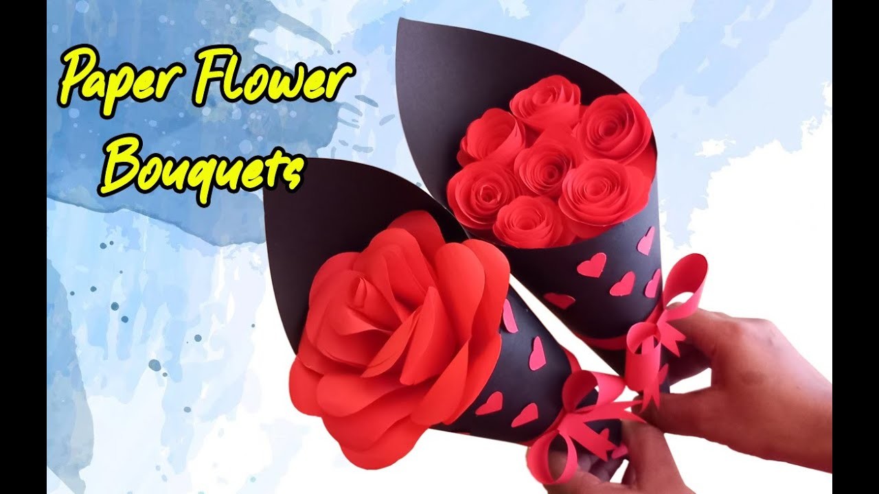 Paper Flower Bouquet. 2 DIY Flower Cone. Birthday gift ideas. Valentine flower gift. flower cone