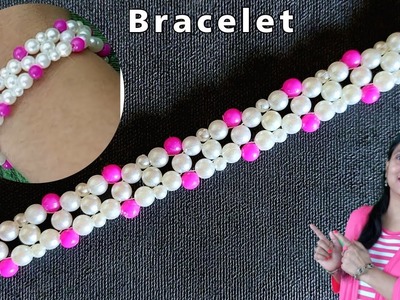 PEARL BRACELET SIMPLE AND EASY DESIGN IDEA FOR VALENTINE DAY | Handmade Jewellery Making