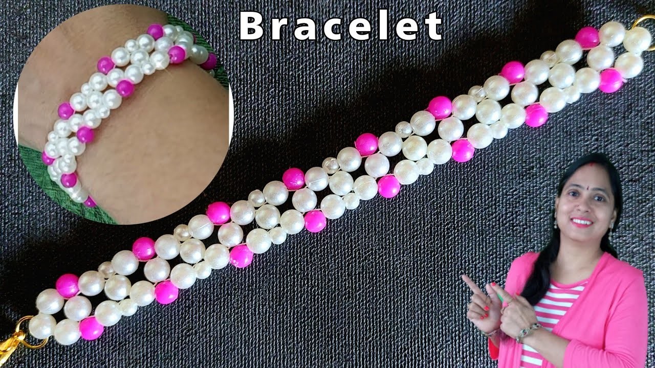 PEARL BRACELET SIMPLE AND EASY DESIGN IDEA FOR VALENTINE DAY | Handmade Jewellery Making