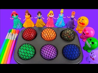 Satisfying Video l DIY | How To Make Rainbow  Pool With Disney Princess ASMR #15 Rainbow Bon Bon
