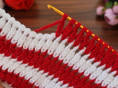 Wow!! how to make super easy useful tunisian knitting - Tunus İşi göz alıcı Şahane örgü modeli