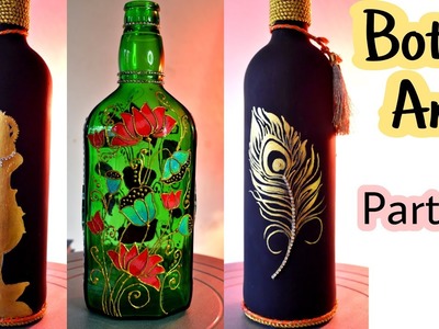 2 Best Glass Bottle Painting | Waste Bottle Reuse Idea | Bottle Decoration Ideas | Glass Bottle Art