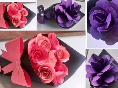 2 Different DIY paper flowers BOUQUET making|Flower Bouquet craft ideas  @saznacreations