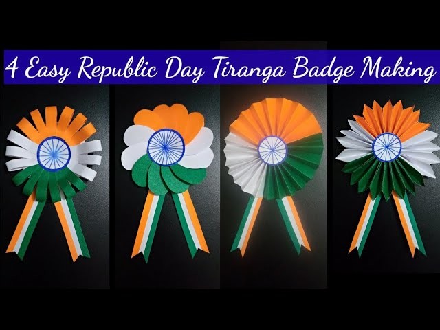 4 easy and quick badge making| republic day craft| happy republic day| paper craft| tricolour badge