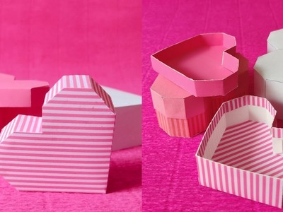 Cute Valentine's Day paper craft. How to make a heart shaped gift.chocolate box