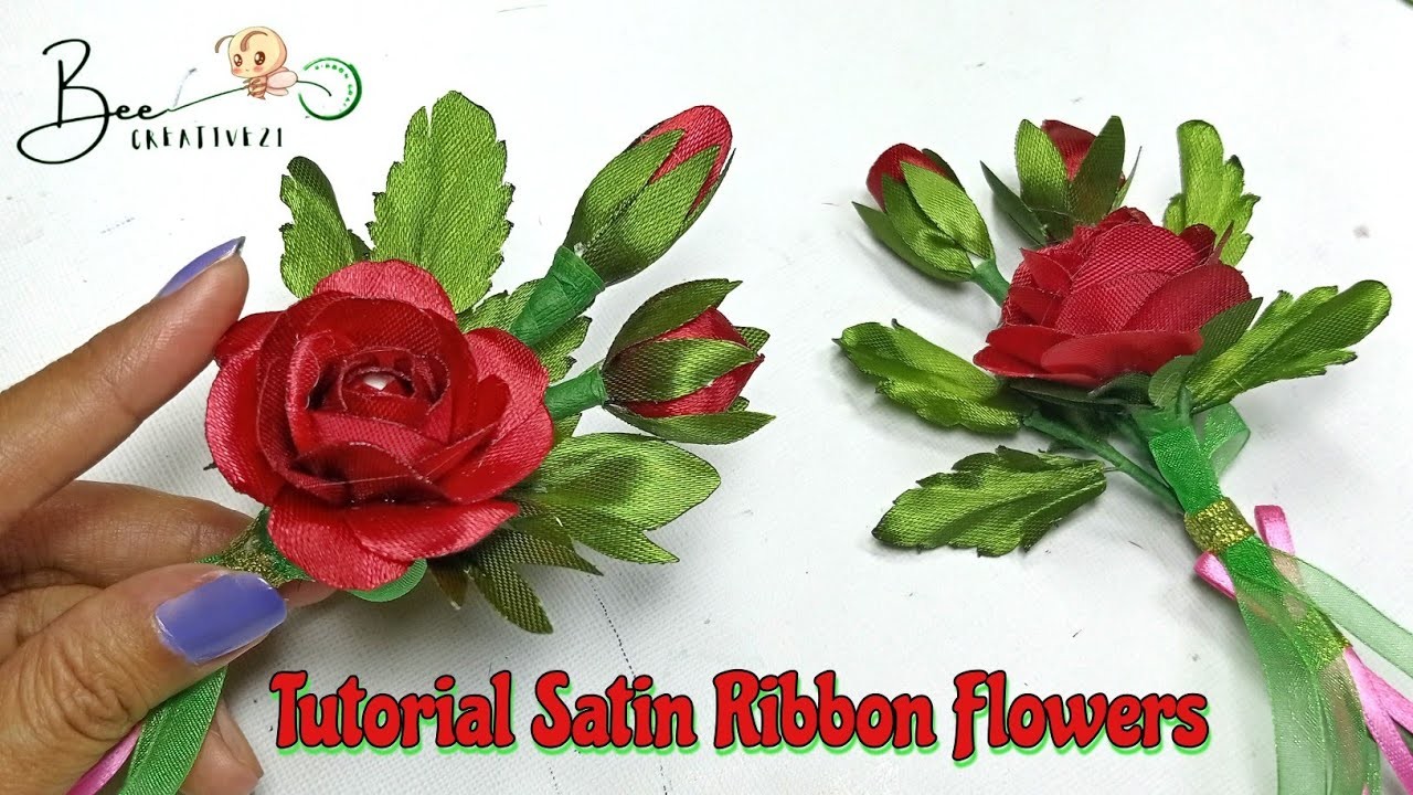DIY || How to Make Satin Ribbon Flower Easy || Rose Brooch ||  Boutonniere Ribbon Flowers