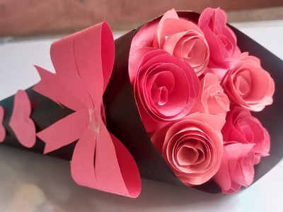 DIY Paper Flower BOUQUET.Birthday gift ideas.Flower Bouquet making at homemade.easy craft