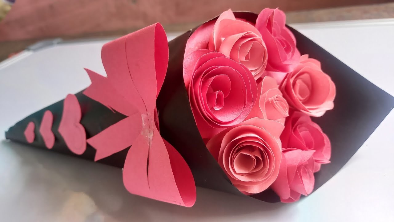 DIY Paper Flower BOUQUET.Birthday gift ideas.Flower Bouquet making at homemade.easy craft