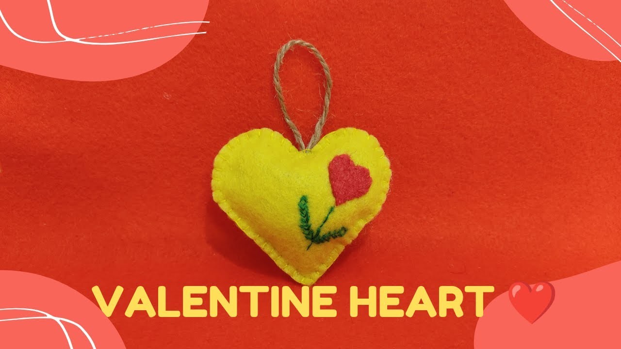 Felt heart for valentine day - easy felt diy crafts