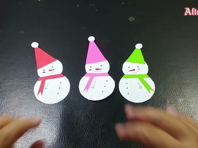 How To Make Easy Paper Snowman - Christmas Ornaments - DIY Christmas Decoration - Afta Craft