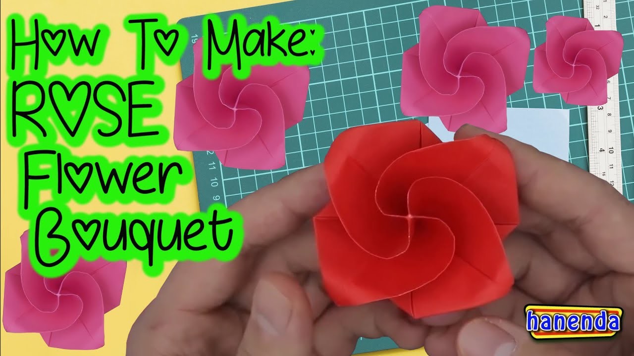 ORIGAMI ROSE Flower Bouquet || Hello Origami || Tutorial Origami || Origami Bunga Mawar