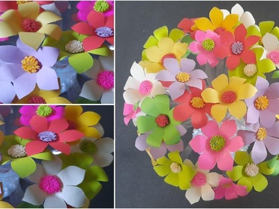 Paper Craft | Paper Flower and Pot from Waste Coke Plastic Bottle | Recycle Idea