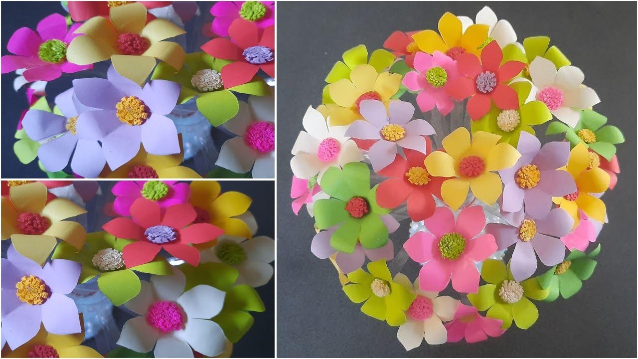 Paper Craft | Paper Flower and Pot from Waste Coke Plastic Bottle | Recycle Idea