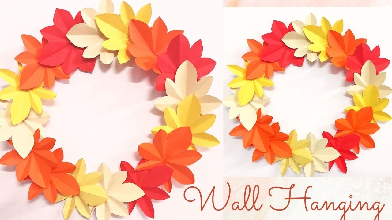 Paper Leaves Wall Hanging. Wall Decoration Ideas With Leave. Paper Craft ideas. Wall hanging Idea