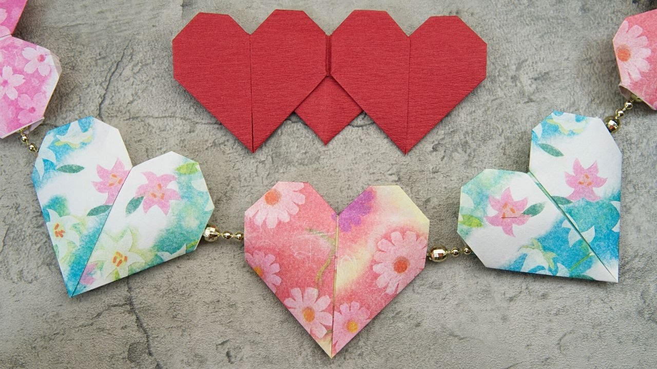 Paper Origami Heart (single & double) for a cute garland, bookmark, or just for decoration????