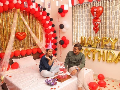 Surprise party decoration for wife.girlfriend - Hot red #party #balloon #birthday #surprise