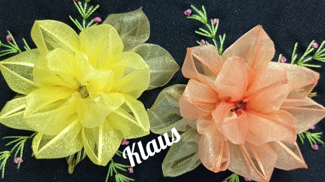 # 172 FLORES CON ORGANZA Y DISEÑO (RIBBON FLOWERS. HOW TO MAKE FLOWERS)