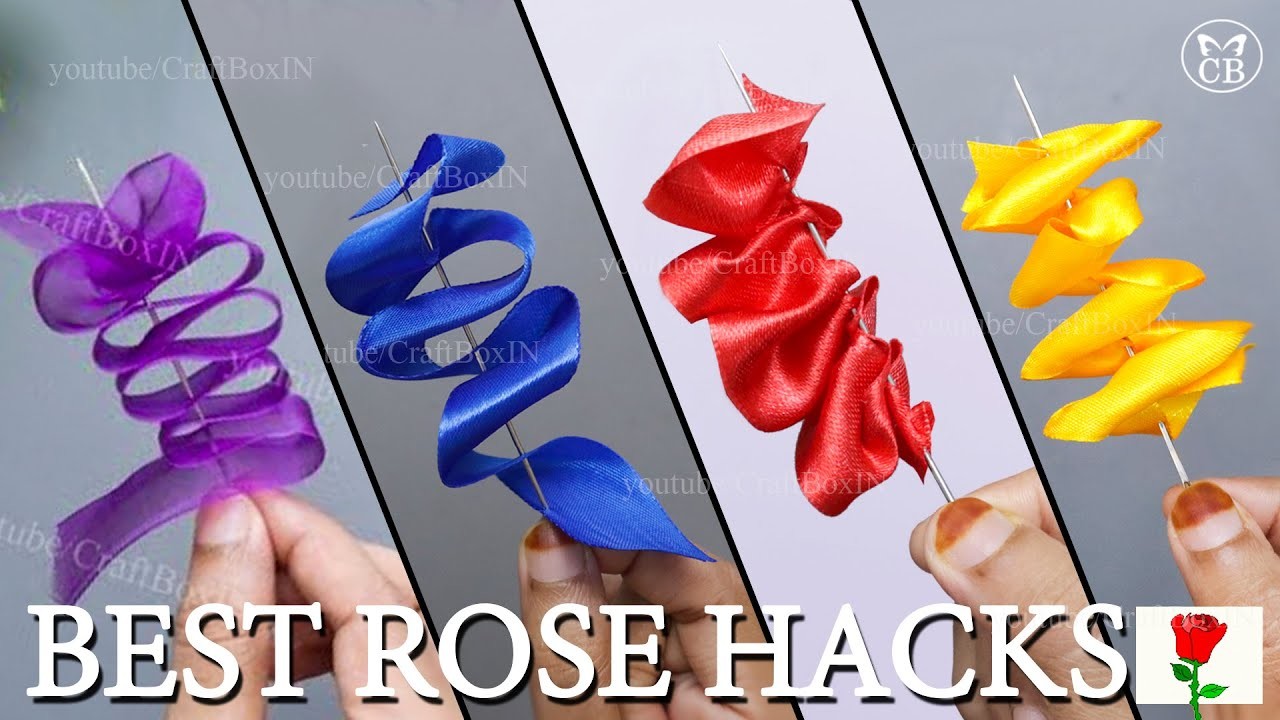 4 best needle HACKS | DIY Ribbon Roses | Easy and beautiful satin ribbon flowers