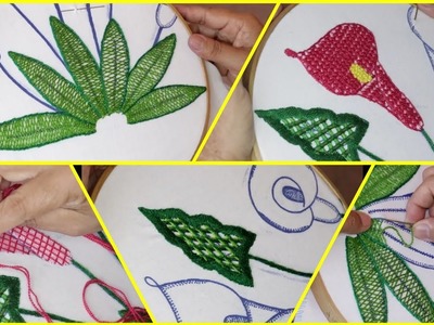 A que no has visto esta puntada de una flor con sus hojas???????? embroidery for beginners