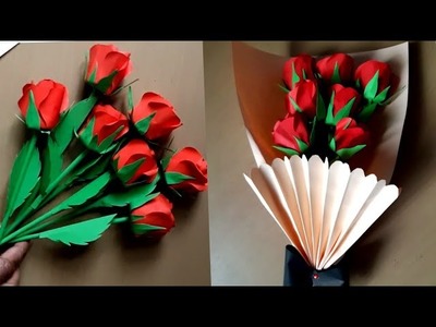 Beautiful Paper Rose bouquet.DIY Valentines Gift.Gift Idea.Paper Flower Bouquet.Paper Rose