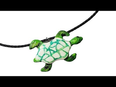 Creating a turtle pendant, using polymer clay, alcohol inks & paint - tutorial, Day 3