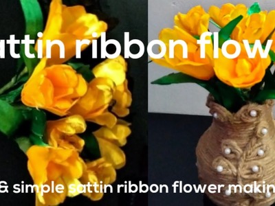 DIY l How To Make Easy Sattin Ribbon Flowers l  #flower making # sattin ribbon flowers