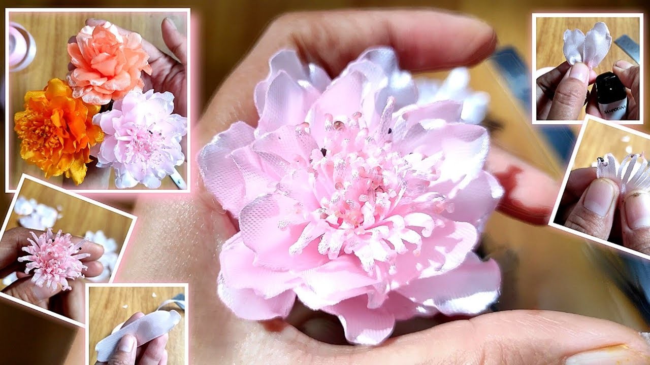 DIY Ribbon Rose Flower | How to make ribbon satin rose | Ribbon Flower Making | Ribbon Work