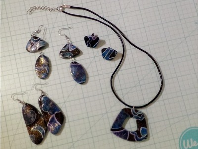 Galaxy Pendant and Earrings. Drop earrings, stud earrings and pendant.