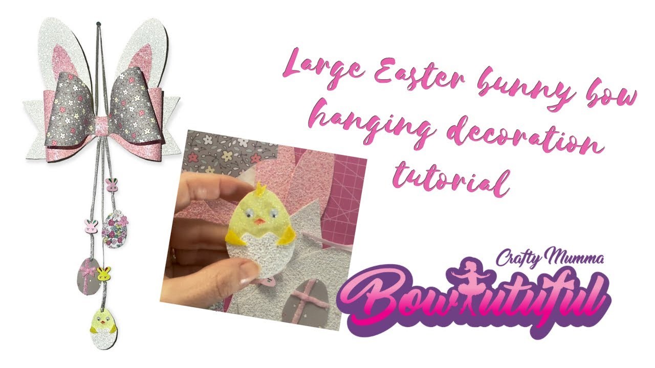 Giant handmade hair bow tutorial Easter decoration. pixie dot deluxe Dottie bunny hair bow