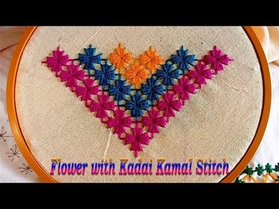 Hand embroidery Kadai Kamal stitch flower design ❤????????| 3K subscriber Celebrating ????