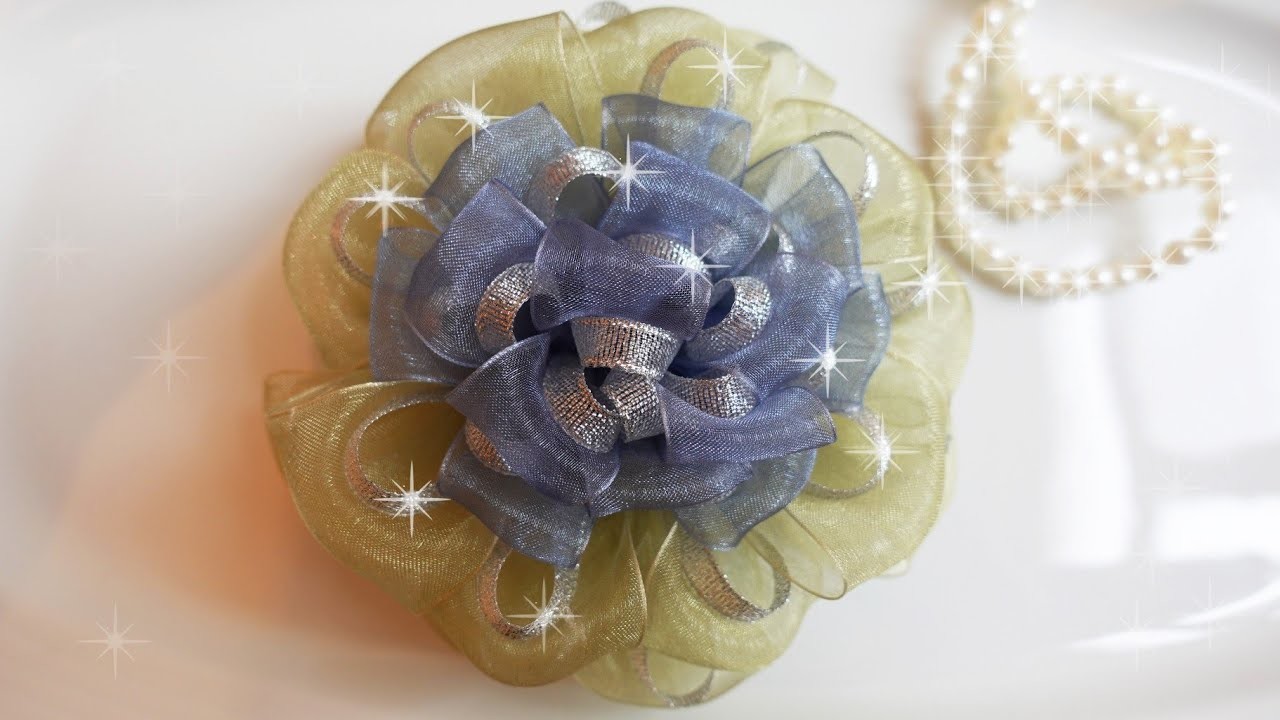 How to Make an Organza Flower, DIY kanzashi hair bow