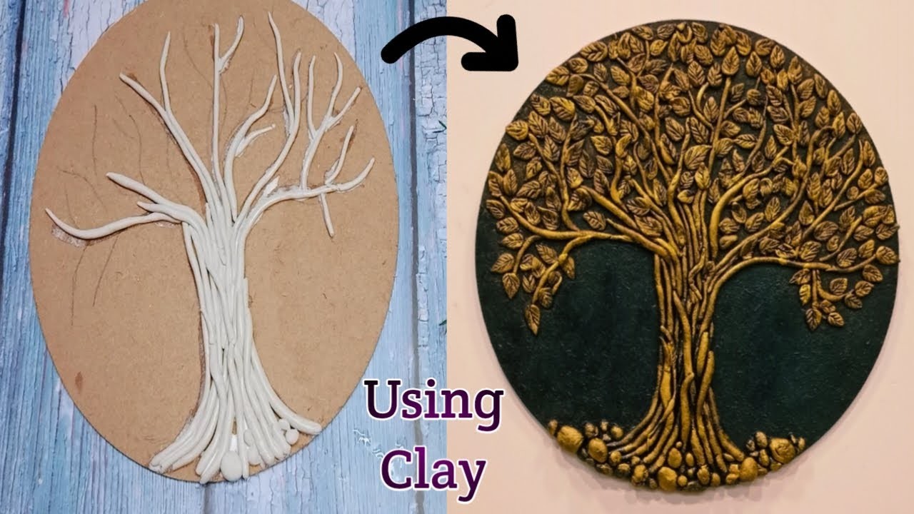 How to Make DIY Wall Hanging with Clay. Clay Mural Painting For Beginners.Air Dry Clay Wall Hanging