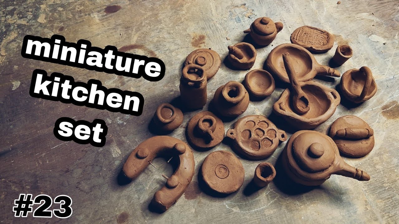 How to make kitchen set with clay || kannada Clay art || clay kitchen set || hand made kitchen set