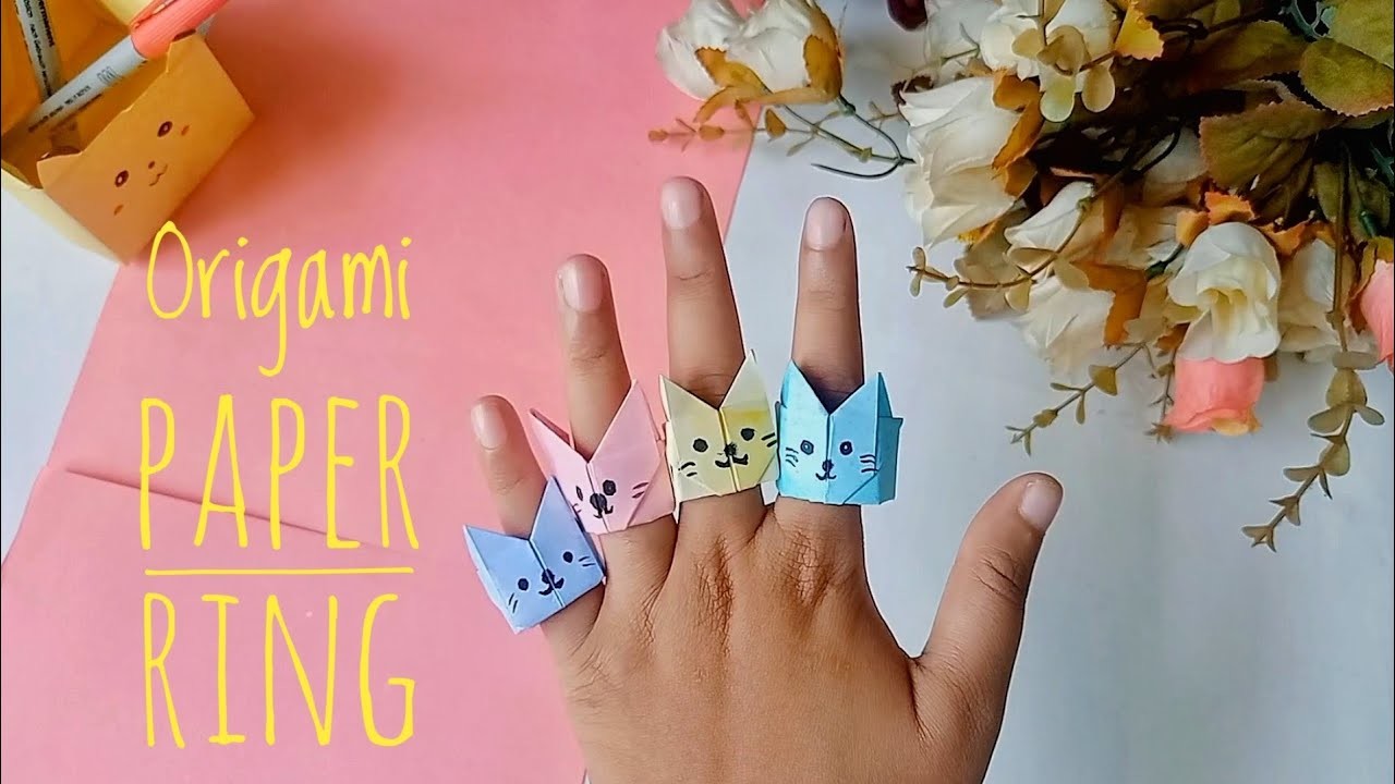 How to make origami Cat paper ring step by step  | Origami paper ring | DIY easy paper craft