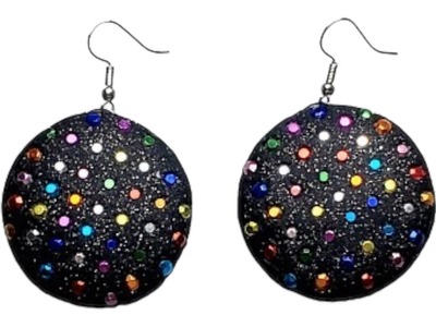Learn to create easy disco earrings using polymer clay and rhinestone facets - tutorial
