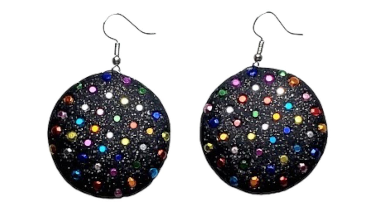 Learn to create easy disco earrings using polymer clay and rhinestone facets - tutorial