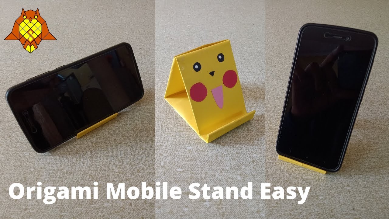 Origami Mobile Stand | Smartphone holder from paper (Pikachu design)