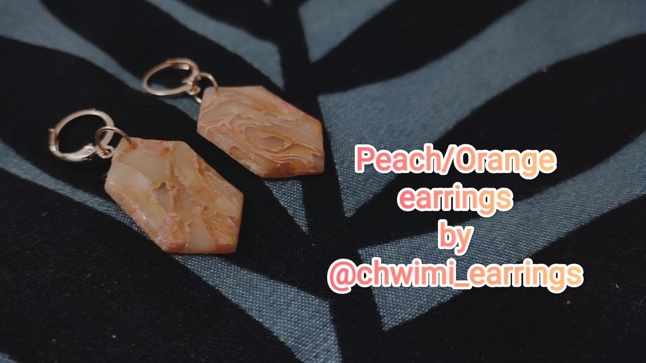 Peach.Orange marble earrings with polymer clay and mica powder #polymerclay #handmade #diy #earrings