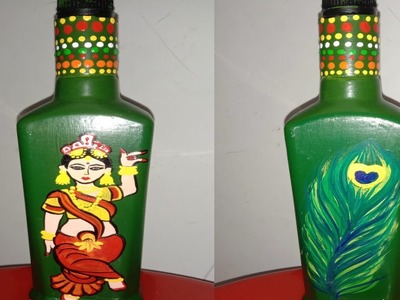 Reuse whiskey bottle art idea.both side draw.dancing girl @pgart7397  #diycrafts #bottleart