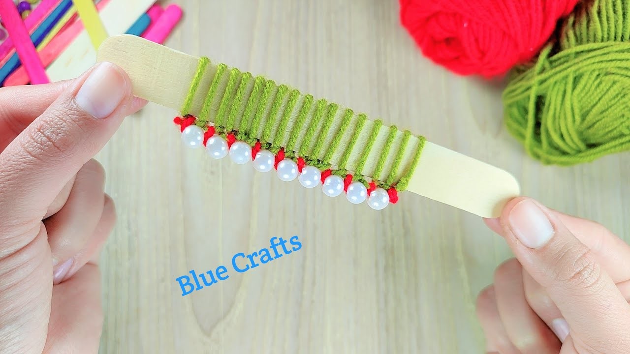 So Cute ???? | Super Easy Woolen Flower Craft Making With Ice Cream Stick | Ice Stick Crafts