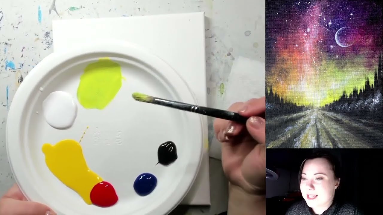 "Winter Road at Night" - Acrylic Painting Tutorial | Learn to paint with step-by-step instructions
