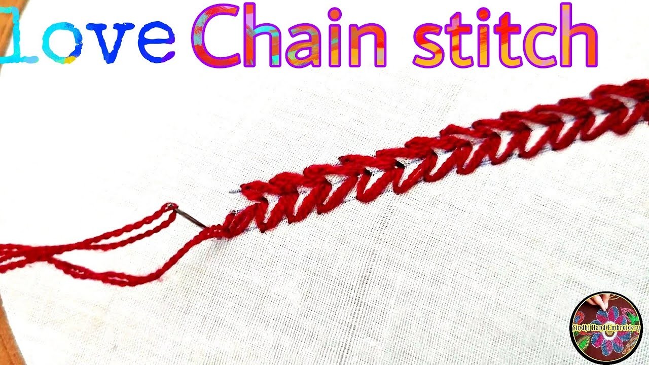 Basic Embroidery tutorial for beginner Love Chain Design Stitch Handstickerei