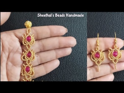 Beaded Lotus Earrings & Bracelet  || Tutorial || Sheethal's Beads Handmade