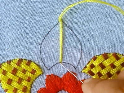 Beautiful flower hand embroidery tutorial.Needle pount.Bordado fentacia #handembroidery #sewinghacks