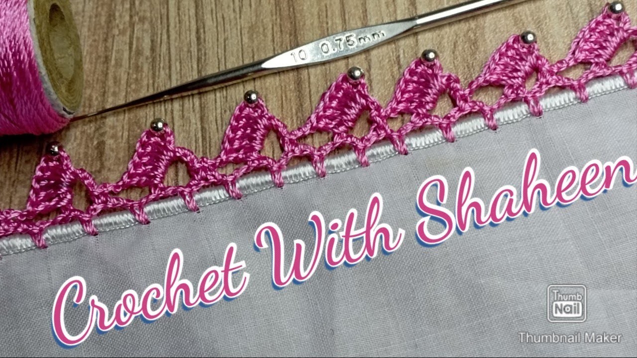 Crochet dupata lace design with beads. Crochet tutorial #140 by @Crochet With shaheen